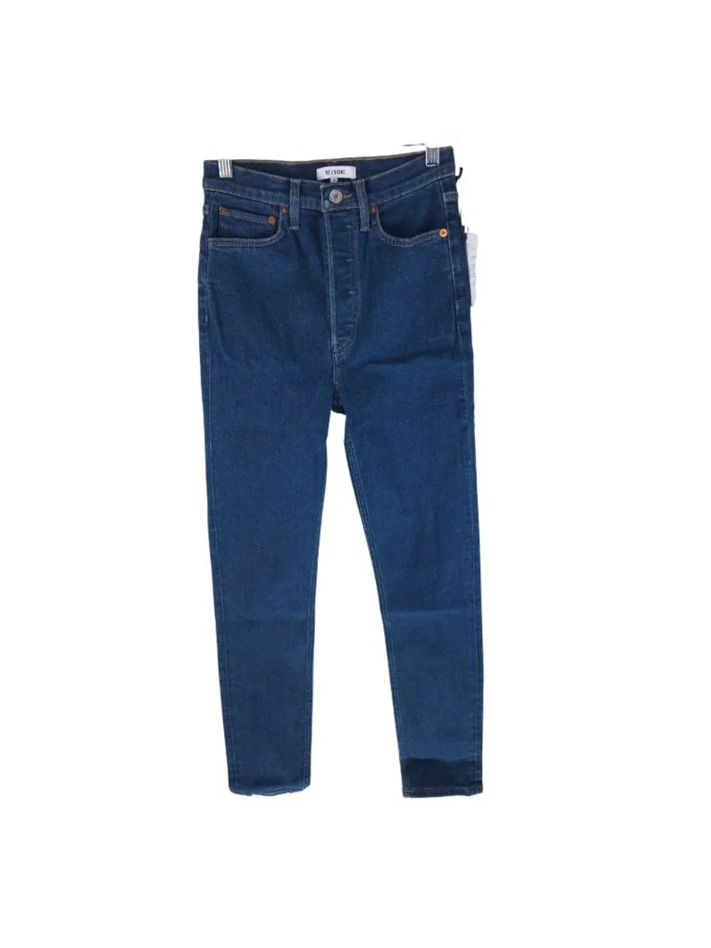 Re/Done Womens Jeans 90s Ultra High Rise Skinny 60s Blue Button Fly Stretch 26